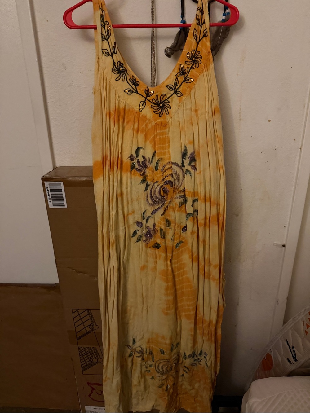 Yellow Floral Maxi Dress with Embroidered V-Neck